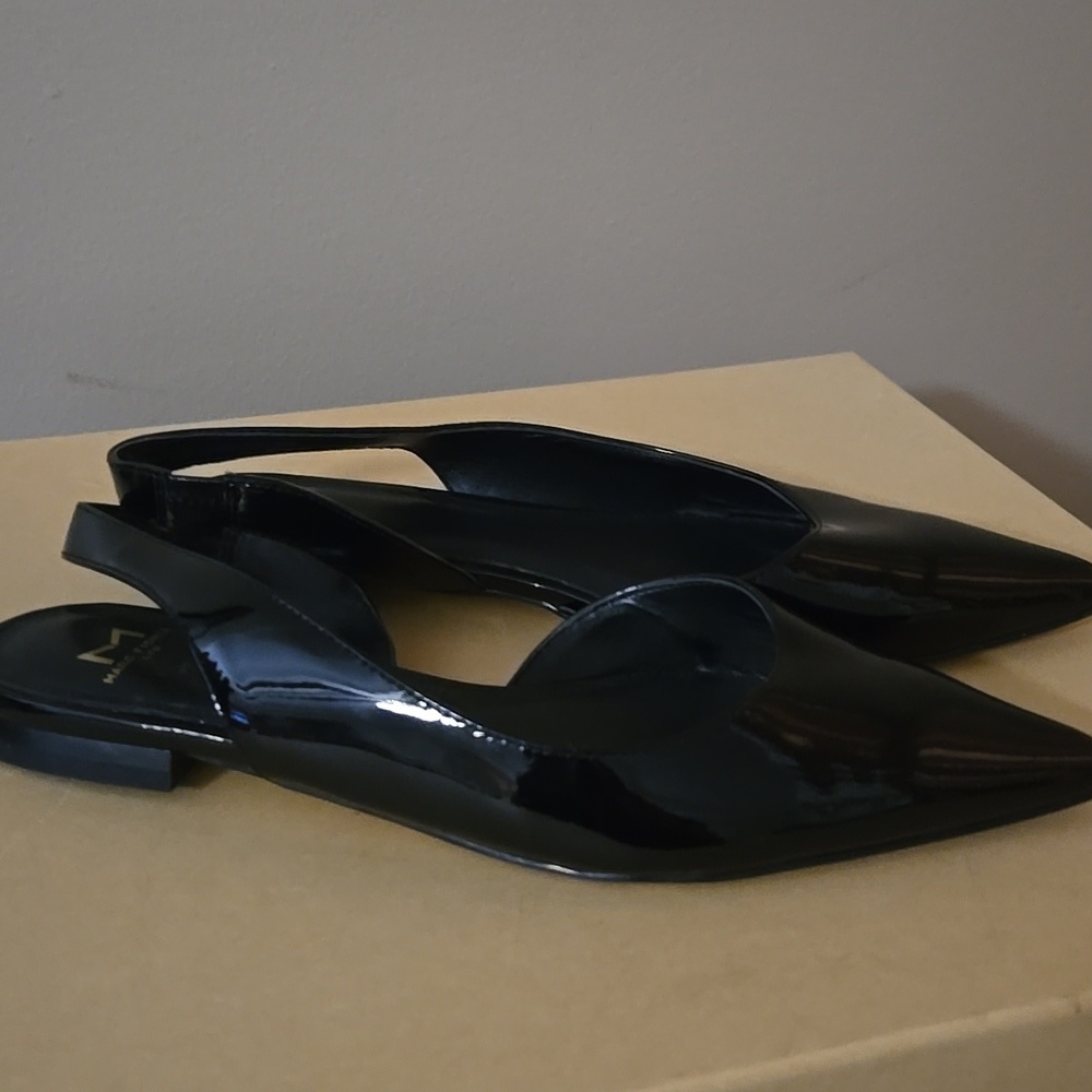 Marc Fisher Black Patent Slingback Flats Size 6.5 - Picture 6 of 8